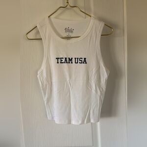 Team USA Women's White Tank Top Y2k Patriotic‎ Athleisure Sporty